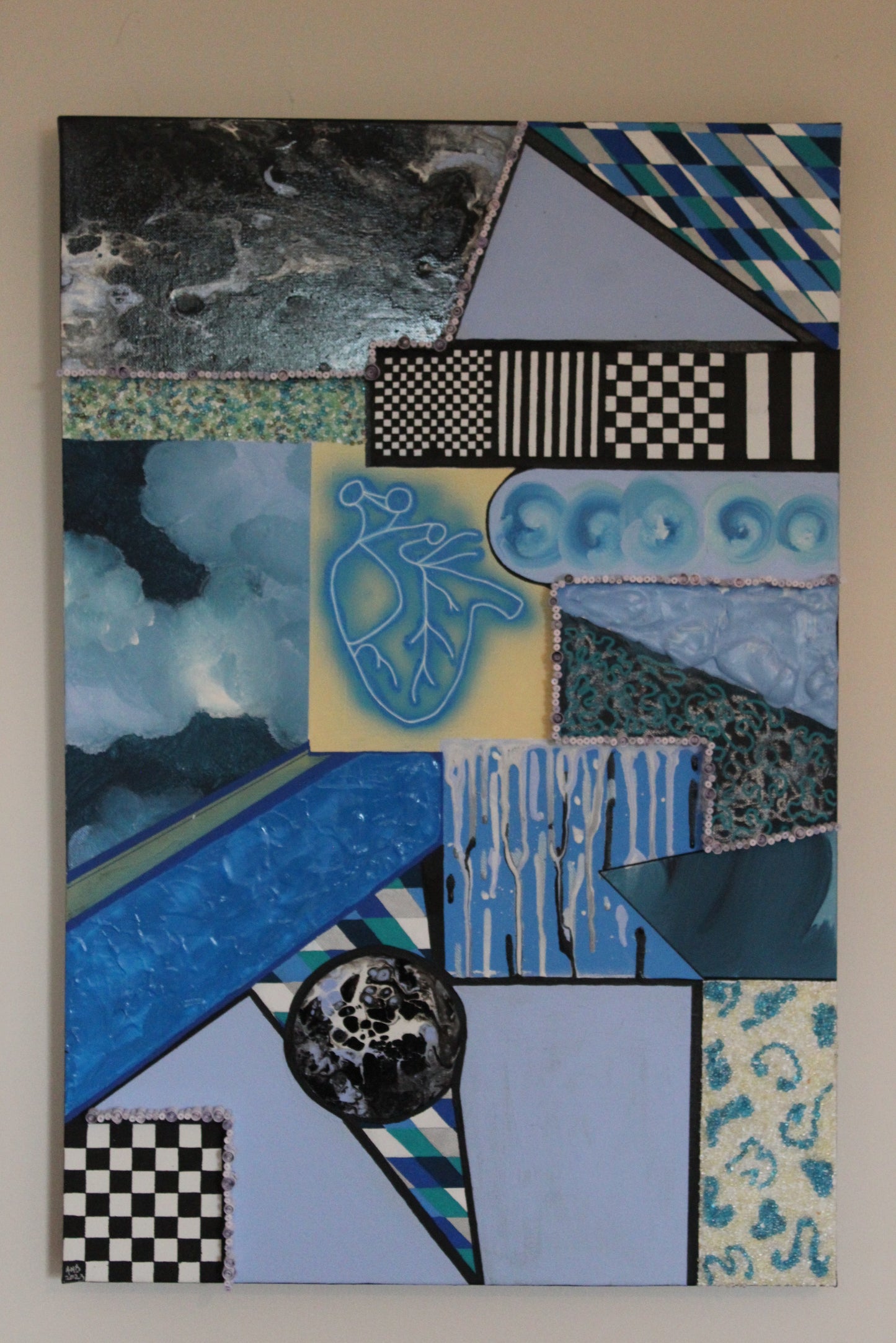 "At Paris" -50.8cm(L) x 76.2cm(H) Unframed Wall Hanging Electic Mixed Media