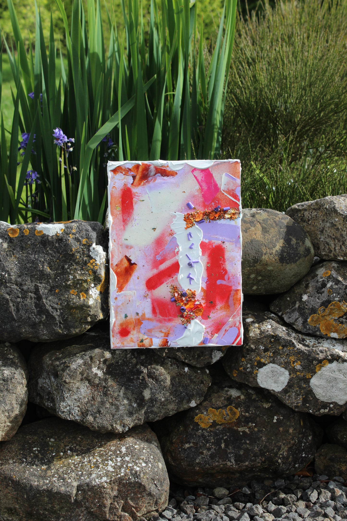 "Celebration" -21.59cm(L)x30.48cm(H) Unframed Wall Hanging Mixed Media with Vibrant Red