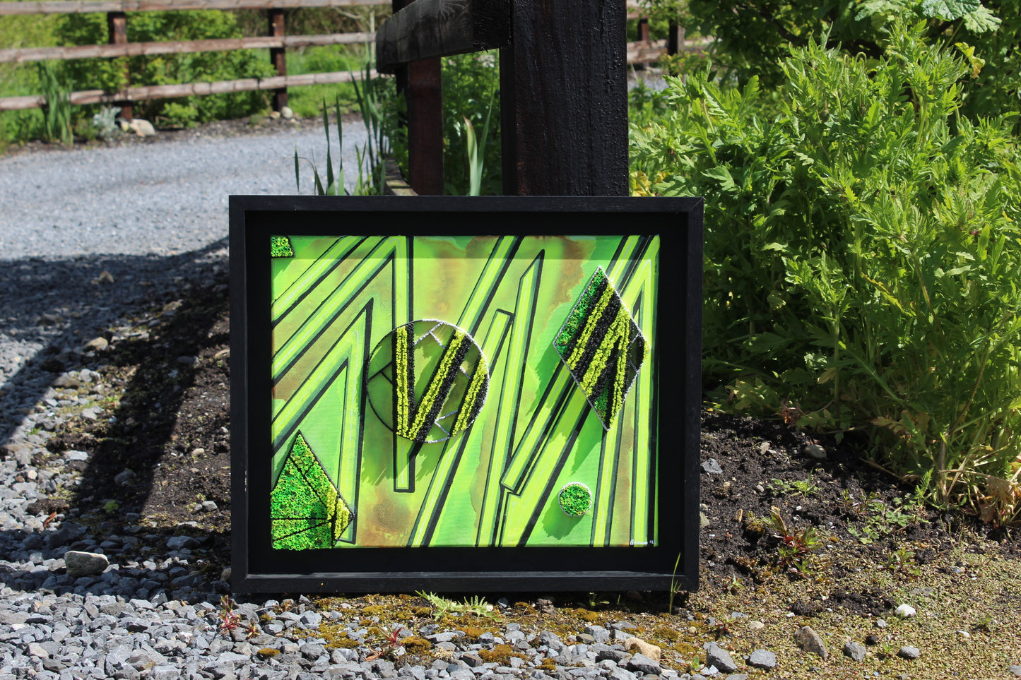 "Punk" -60.96cm(L)x50.8cm(H) Framed Wall Hanging Décor with Neon Yellow Vibrance and Quilling for 3D Effect