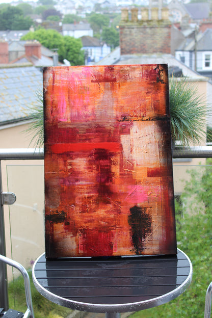 "Embers" -50.8cm(L) x 76.2cm(H) Unframed Wall Hanging Cosy Aesthetic Mixed Media