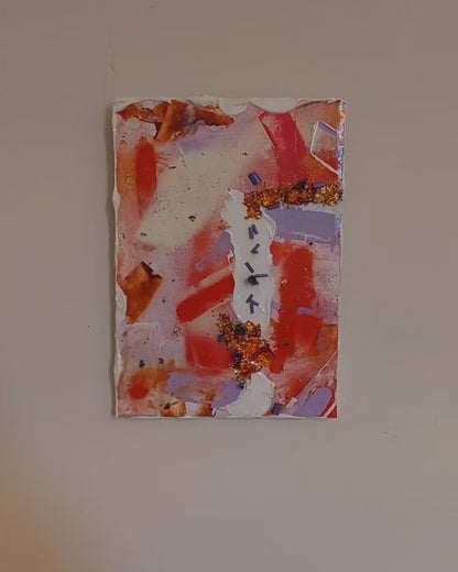 "Celebration" -21.59cm(L)x30.48cm(H) Unframed Wall Hanging Mixed Media with Vibrant Red